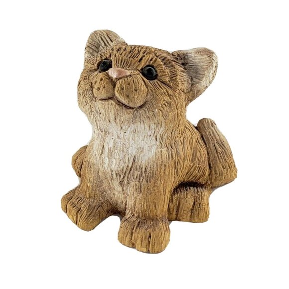 Vintage Resin Lion Cub Tabby Cat Figurine Signed IB - Picture 1 of 7